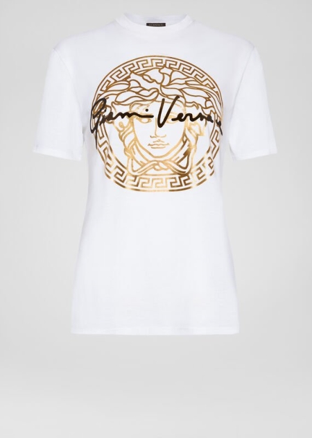 Versace Medusa Signature Motif Slim Fit T-shirt Dam - 810243QUF